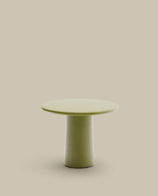 Table basse Albanella en ciment avec finition vert brillant Ø 65 cm