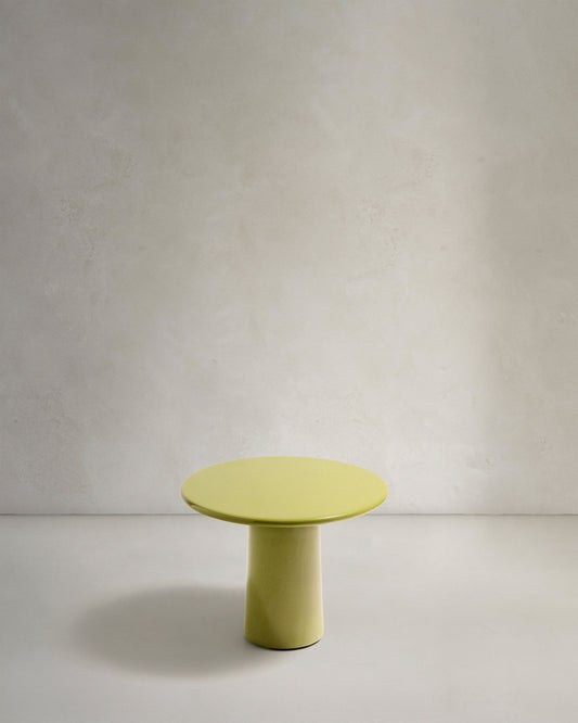 Table basse Albanella en ciment avec finition vert brillant Ø 65 cm