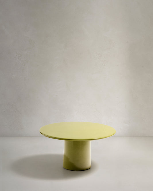 Table basse Albanella en ciment avec finition vert brillant Ø 85 cm