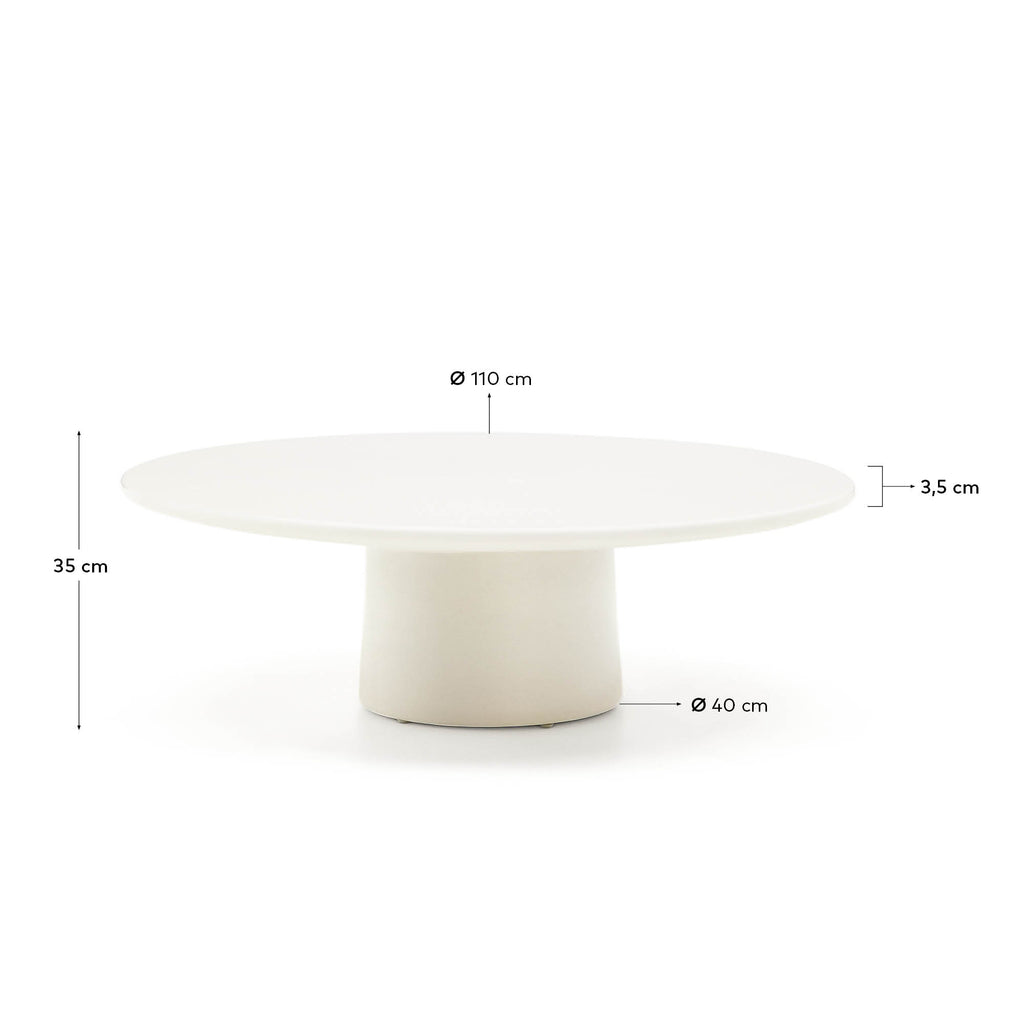 Table basse Albanella en ciment avec finition blanc brillant Ø 110 cm
