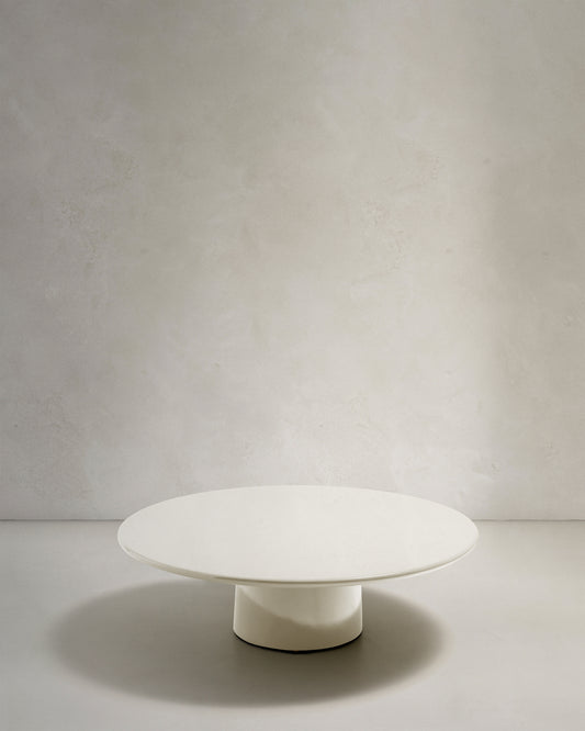 Table basse Albanella en ciment avec finition blanc brillant Ø 110 cm