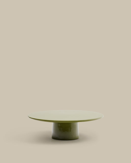 Table basse Albanella en ciment avec finition vert brillant Ø 110 cm
