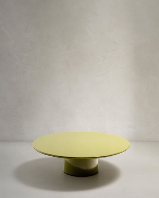 Table basse Albanella en ciment avec finition vert brillant Ø 110 cm