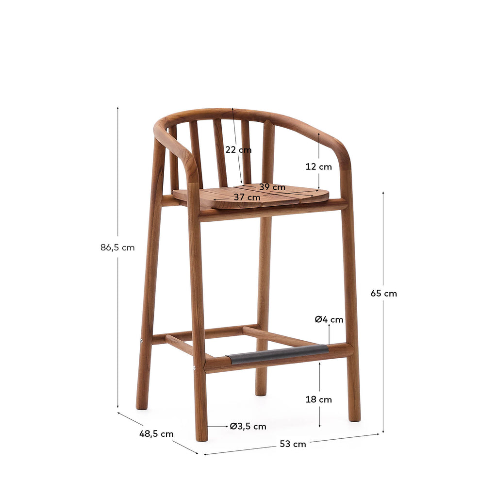 Tabouret d’extérieur Turqueta en bois de teck FSC 100% hauteur 65 cm