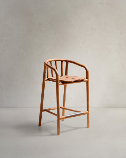 Tabouret d’extérieur Turqueta en bois de teck FSC 100% hauteur 65 cm