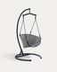 Fauteuil suspendu sur pied Saliga en aluminium et rotin synthétique bleu