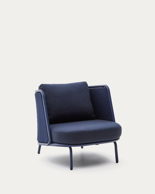Fauteuil d’extérieur Sedalis en aluminium et corde bleue