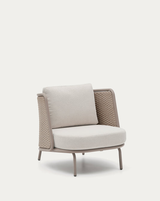 Fauteuil d’extérieur Sedalis en aluminium et corde taupe