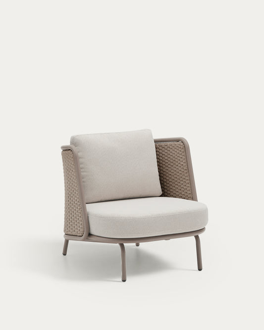 Fauteuil d’extérieur Sedalis en aluminium et corde taupe