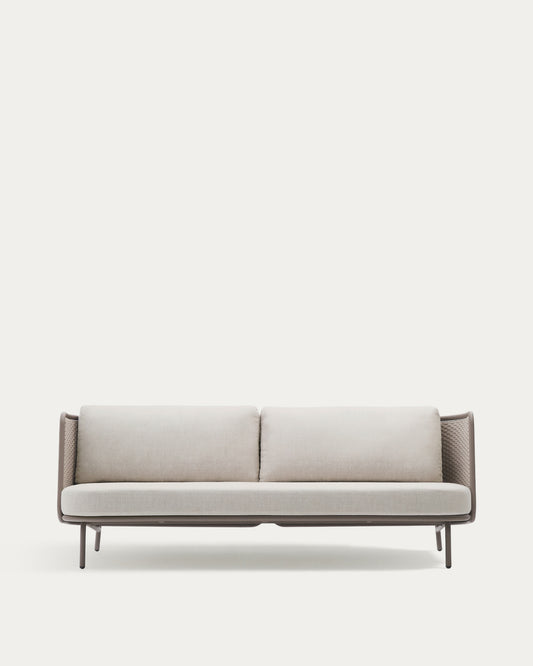 Canapé 3 places d’extérieur Sedalis en aluminium et corde taupe 210 cm