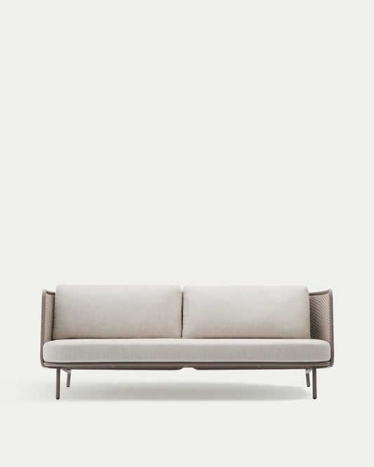Canapé 3 places d’extérieur Sedalis en aluminium et corde taupe 210 cm