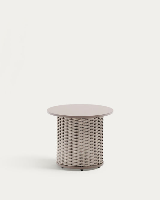 Table auxiliaire d’extérieur Sedalis en aluminium et corde taupe Ø 50 cm