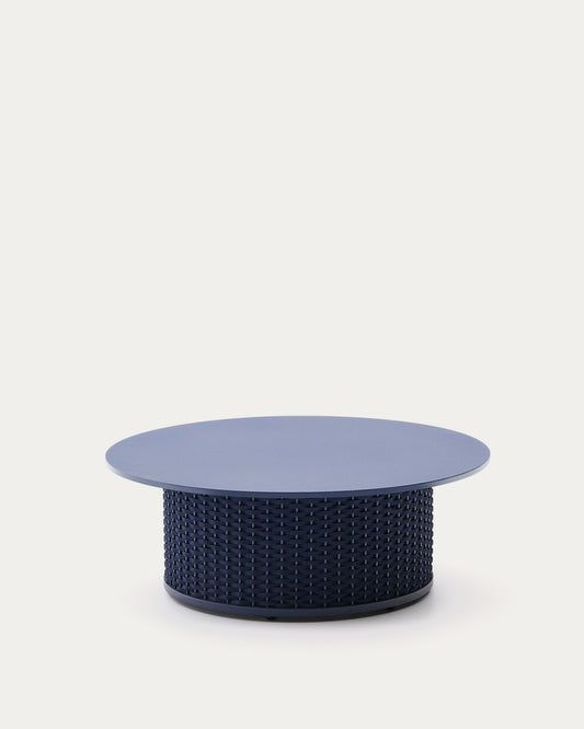Table basse d’extérieur Sedalis en aluminium et corde bleue Ø 99 cm