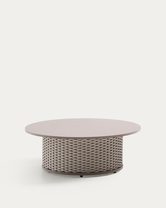 Table basse d’extérieur Sedalis en aluminium et corde taupe Ø 99 cm