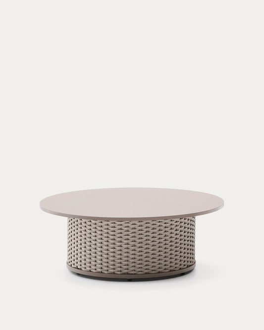 Table basse d’extérieur Sedalis en aluminium et corde taupe Ø 99 cm
