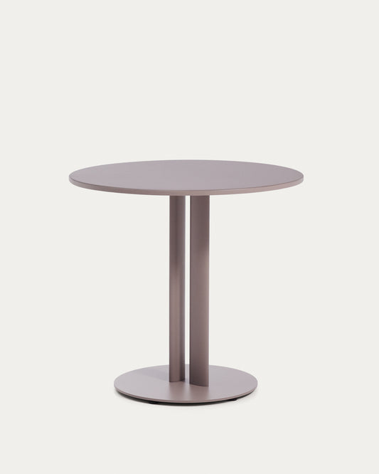 Table ronde d’extérieur Sedalis en acier avec plateau en aluminium taupe Ø 80 cm