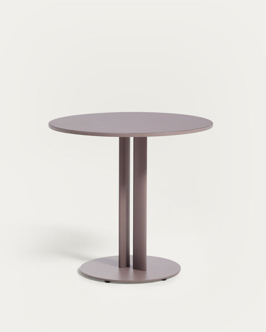 Table ronde d’extérieur Sedalis en acier avec plateau en aluminium taupe Ø 80 cm