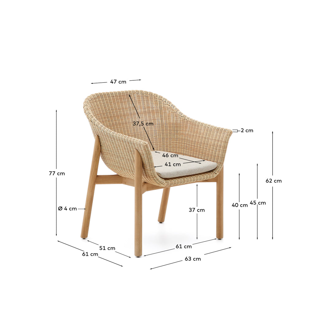 Chaise Galea en bois de teck et rotin synthétique FSC 100 %