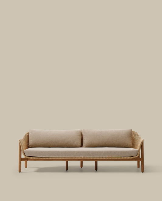 Canapé Galea 3 places en bois de teck et rotin synthétique 223 cm FSC 100 %