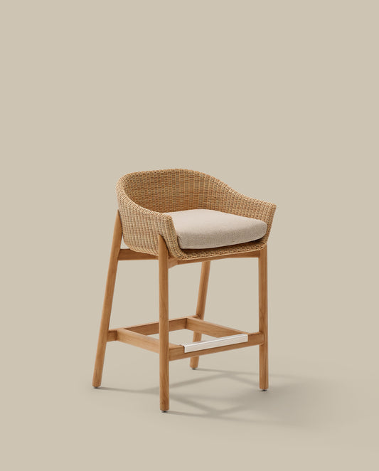 Tabouret Galea en bois de teck et rotin synthétique 75 cm FSC 100 %