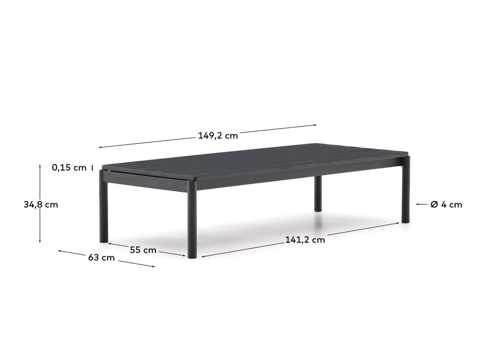 Table basse Sorells en aluminium gris 63 x 144,6 cm