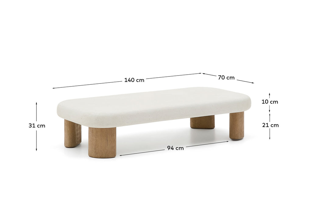 Table basse Labra en ciment et bois d’acacia 140 x 70 cm