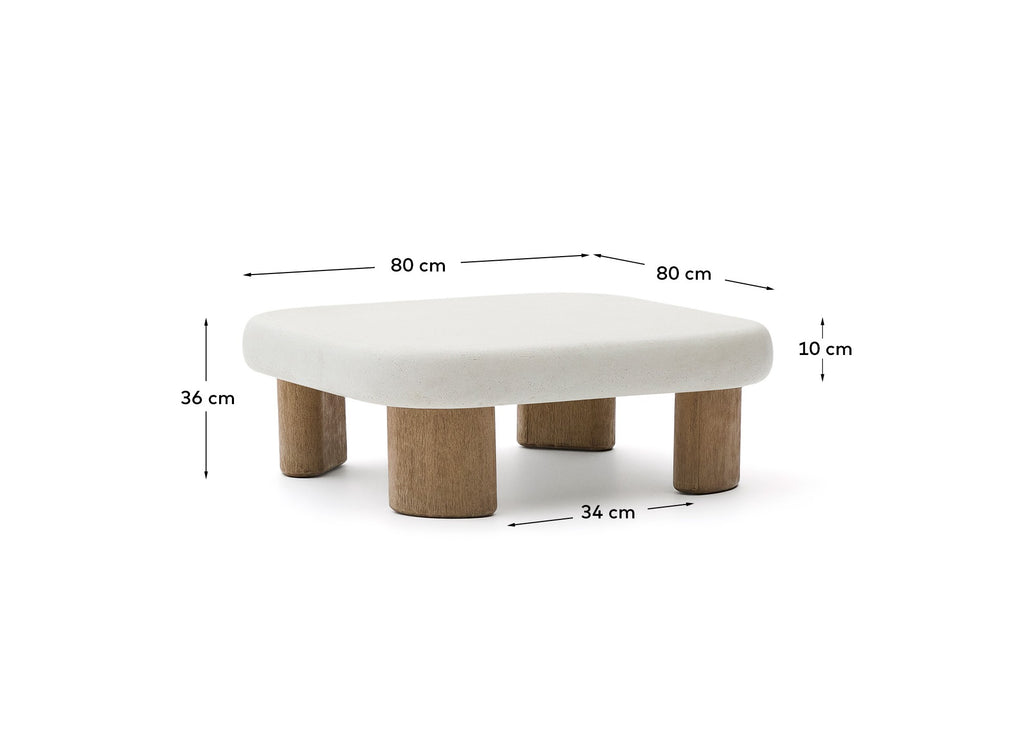 Table basse Labra en ciment et bois d’acacia 80 x 80 cm
