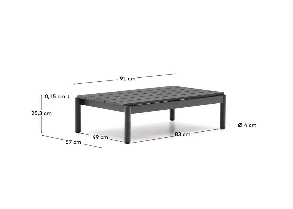 Table basse Sorells en aluminium gris 52,4 x 91 cm