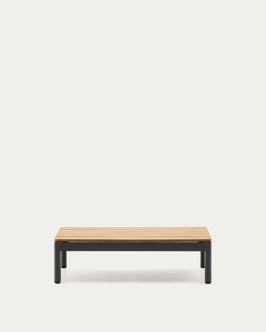 Table basse Sorells en aluminium gris et bois de teck 52,4 x 91 cm FSC 100%