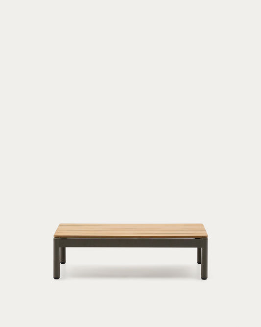 Table basse Sorells en aluminium vert et bois de teck 52,4 x 91 cm FSC 100%