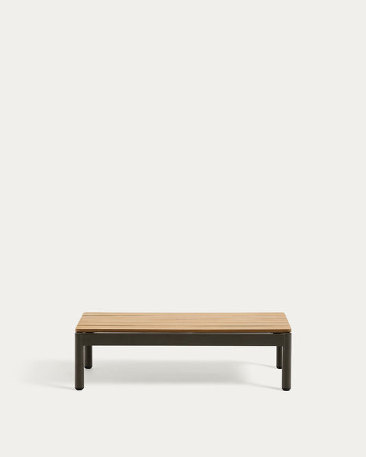 Table basse Sorells en aluminium vert et bois de teck 52,4 x 91 cm FSC 100%