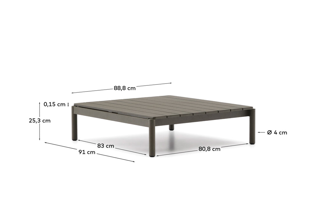 Table basse Sorells en aluminium vert 89 x 91 cm