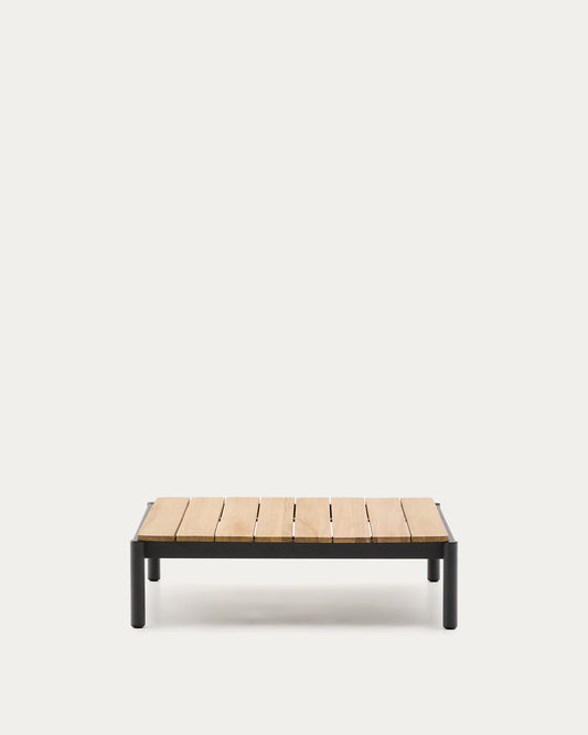 Table basse Sorells en aluminium gris et bois de teck 89 x 91 cm FSC 100%