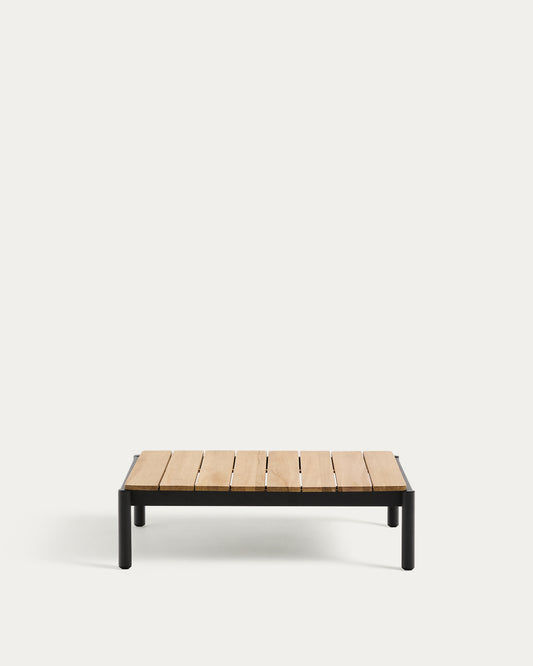 Table basse Sorells en aluminium gris et bois de teck 89 x 91 cm FSC 100%