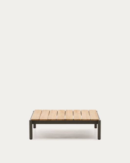 Table basse Sorells en aluminium vert et bois de teck 89 x 91 cm FSC 100%