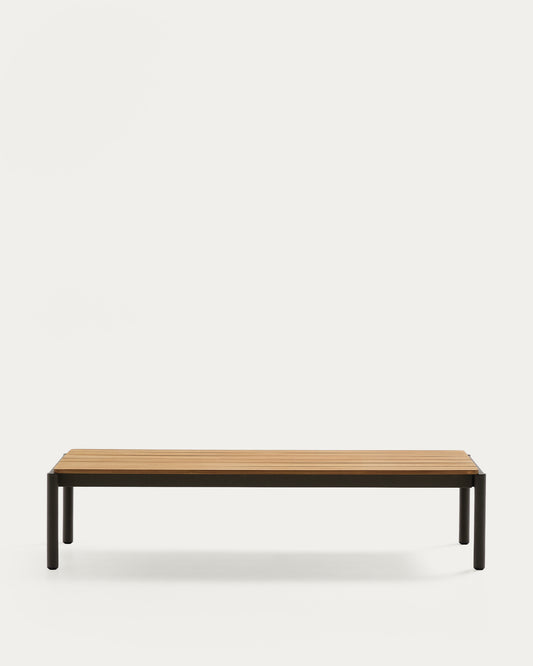 Table basse Sorells en aluminium vert et bois de teck 63 x 144,6 cm FSC 100%