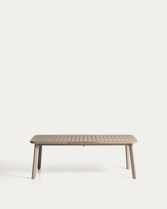 Izola extendable outdoor table in aluminium with taupe finish 220 (280) x 100 cm