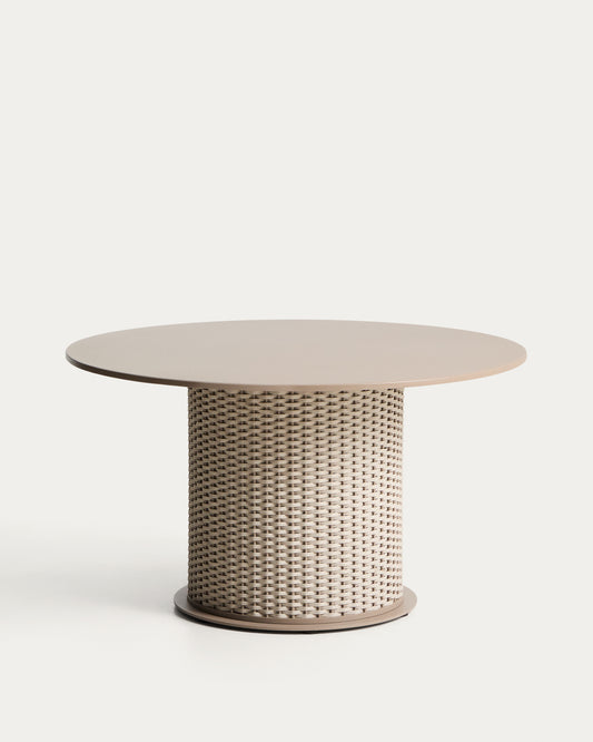 Table d’extérieur Sedalis en aluminium et corde taupe Ø 135 cm