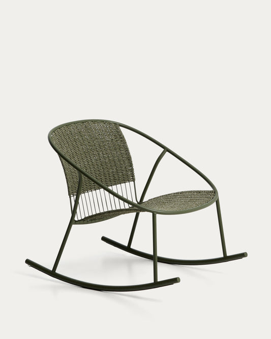 Fauteuil à bascule Atrani en acier galvanisé et corde verte