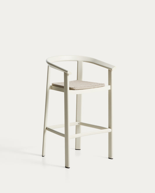 Tabouret Erice en aluminium et corde écrue 75 cm