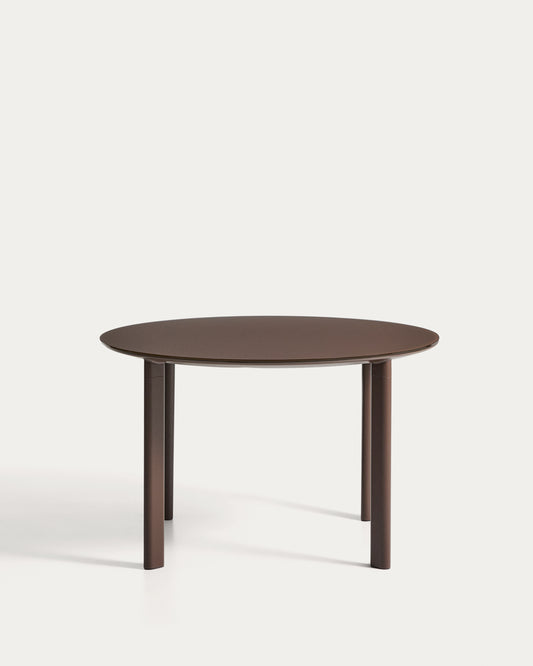 Erice round table in aluminium and brown tempered glass Ø120 cm