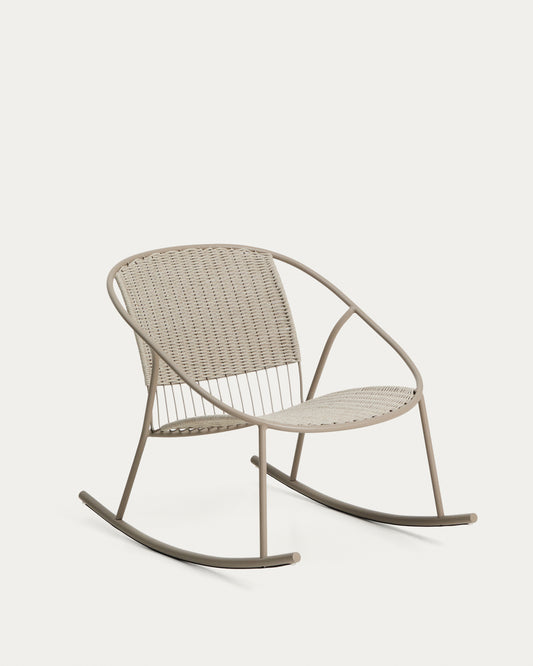 Fauteuil à bascule Atrani en acier galvanisé et corde taupe