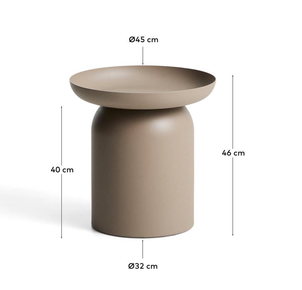 Table auxiliaire Arcola en aluminium taupe Ø 45 cm