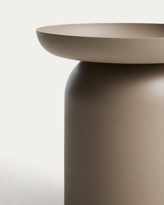 Table auxiliaire Arcola en aluminium taupe Ø 45 cm