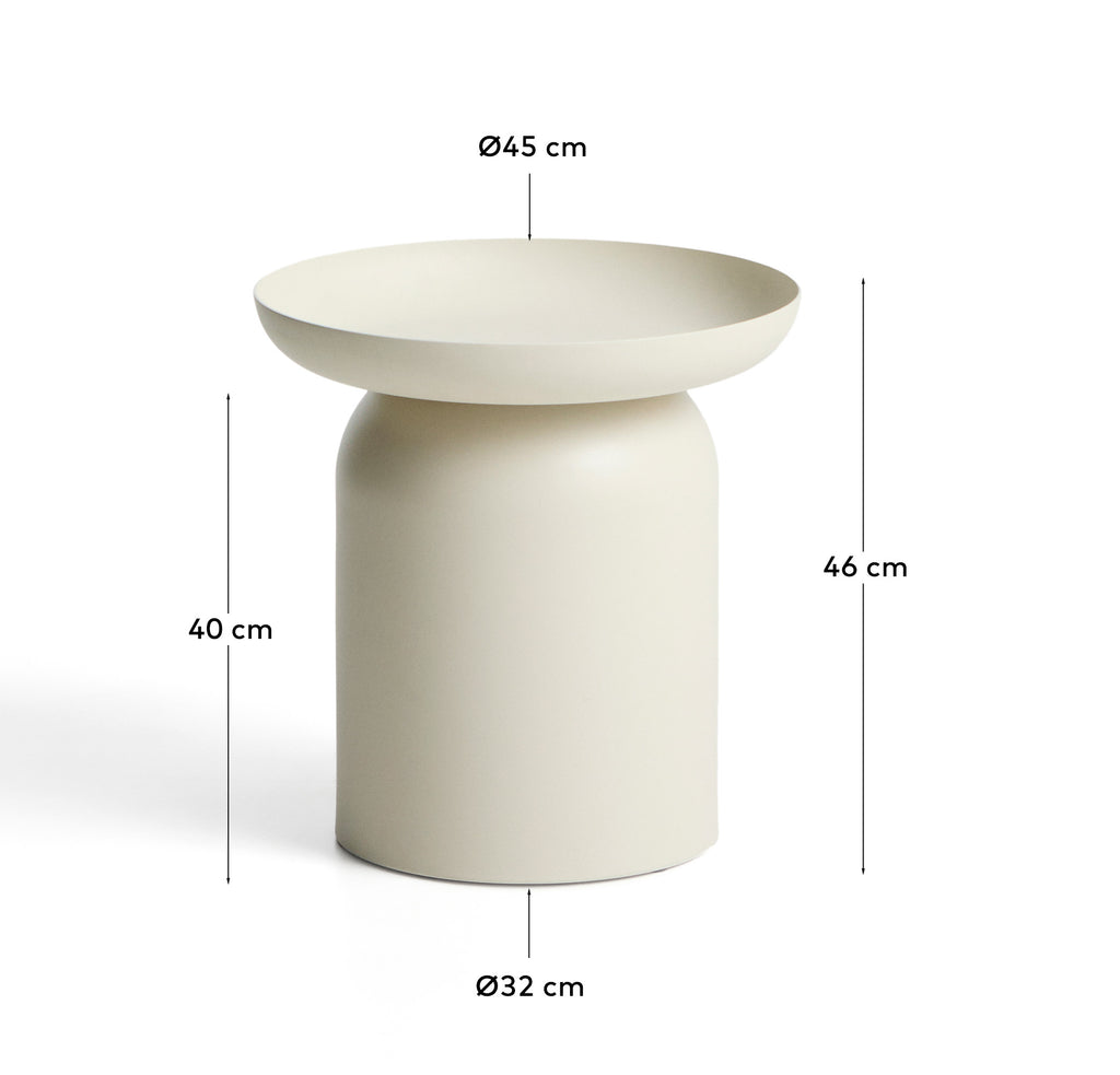 Table auxiliaire Arcola en aluminium écru Ø 45 cm
