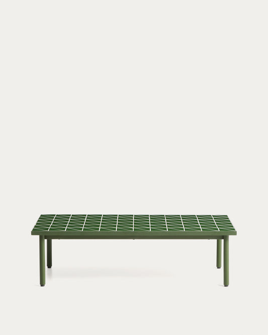 Table basse Maurina en acier galvanisé vert et céramique verte 122 x 61 cm