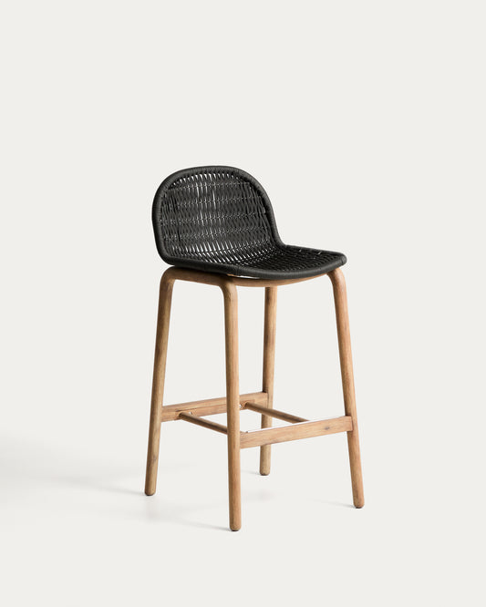 Tabouret Alipa en bois d’acacia et corde gris foncé 75 cm FSC 100 %