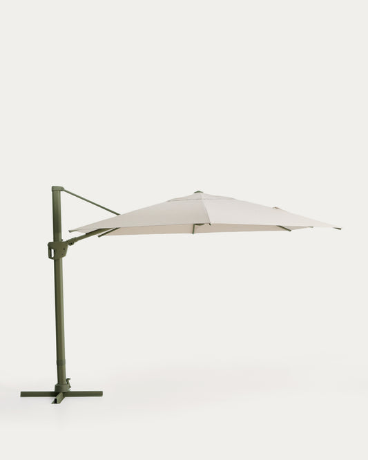Parasol déporté Noli beige avec armature en aluminium vert 300 x 420 cm
