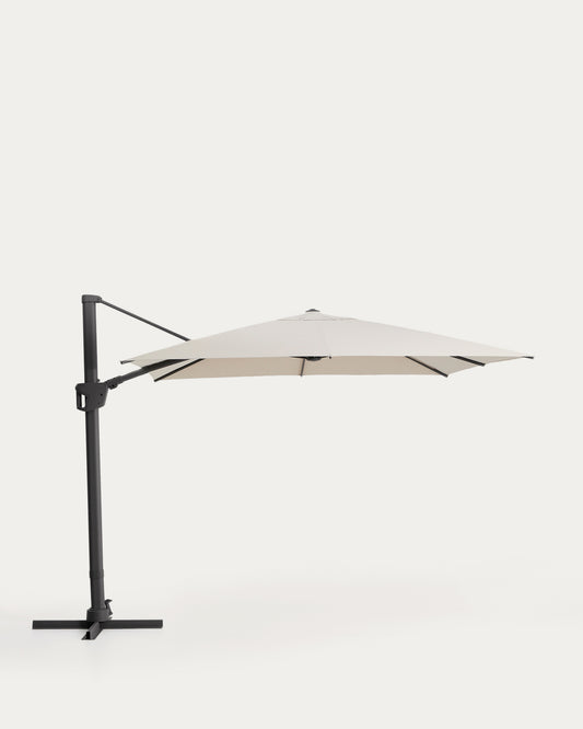 Parasol déporté Noli beige avec armature en aluminium graphite 300 x 300 cm