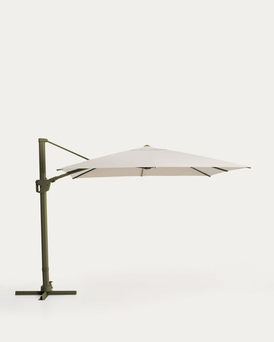 Parasol déporté Noli beige avec armature en aluminium vert 300 x 300 cm